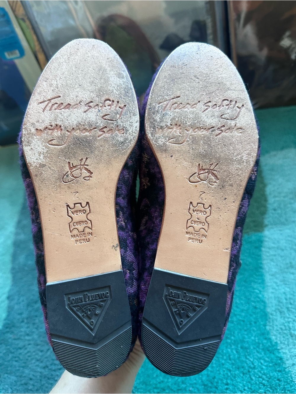 SOLD!! Fluevog Softly Pirouette purple floral wool silver buckle MJ flat- 7 - Picture 15 of 16